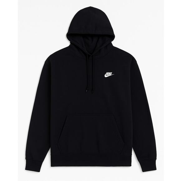 Nike Men’s Black Pullover Hoodie – Classic Fleece Sweatshirt, Size L *GUC* - Picture 1 of 5